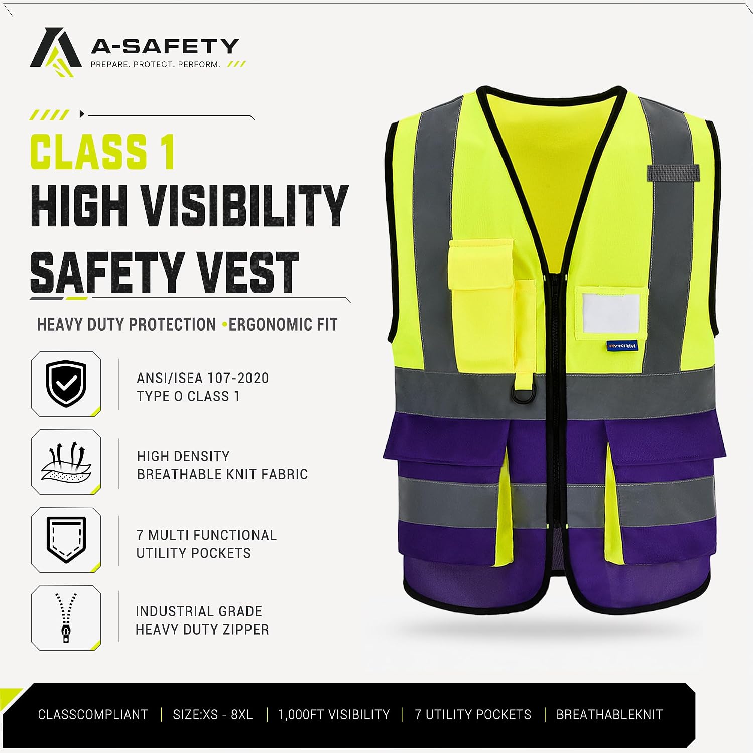 A-SAFETY High Visibility Reflective Safety Vest Customize Logo (XS-8XL)