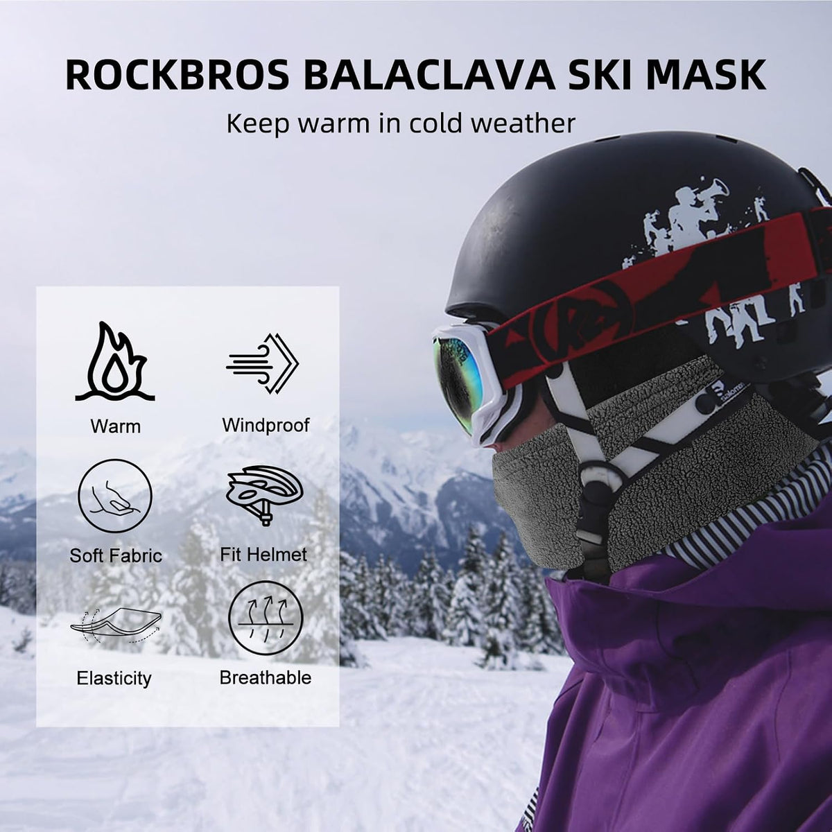 ROCKBROS Windproof Thermal Balaclava Ski Mask for Men and Women Cycling