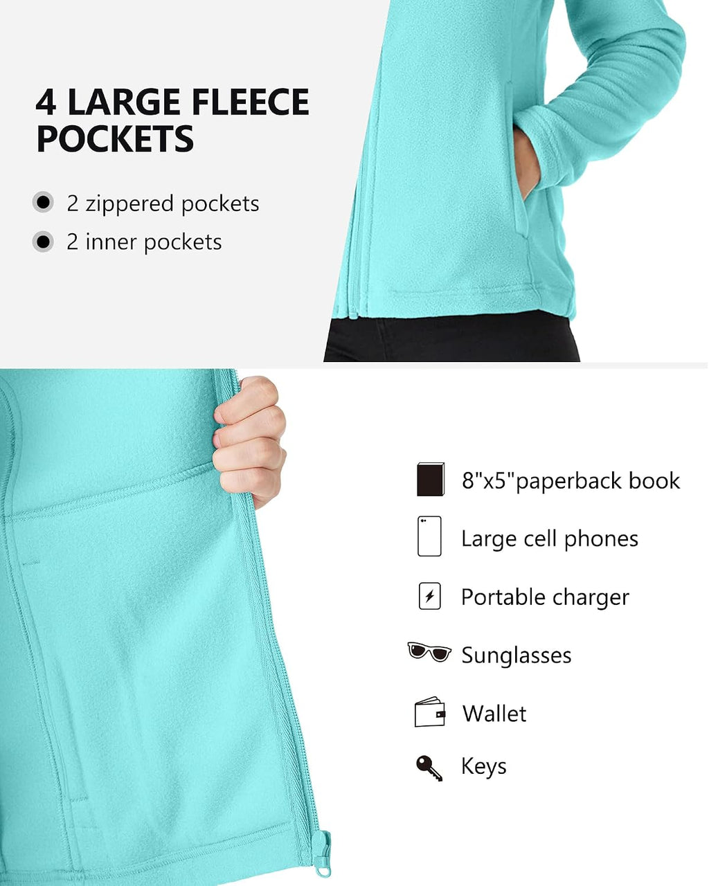 Outdoor Ventures Women's Lightweight Warm Polar Fleece Jacket Zip Up