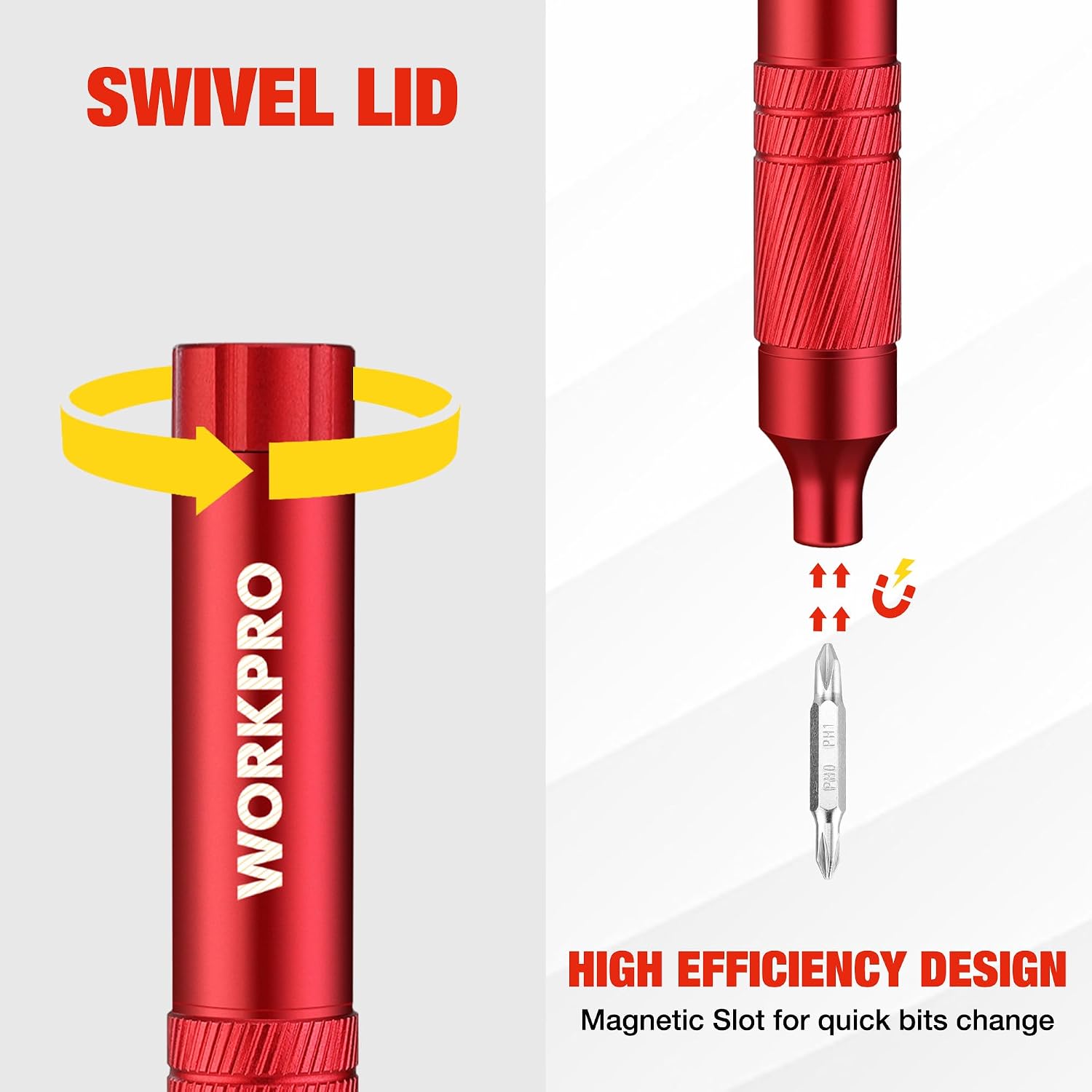 WORKPRO 24 in 1 Multi Bit Mini Screwdriver Set Magnetic, Red