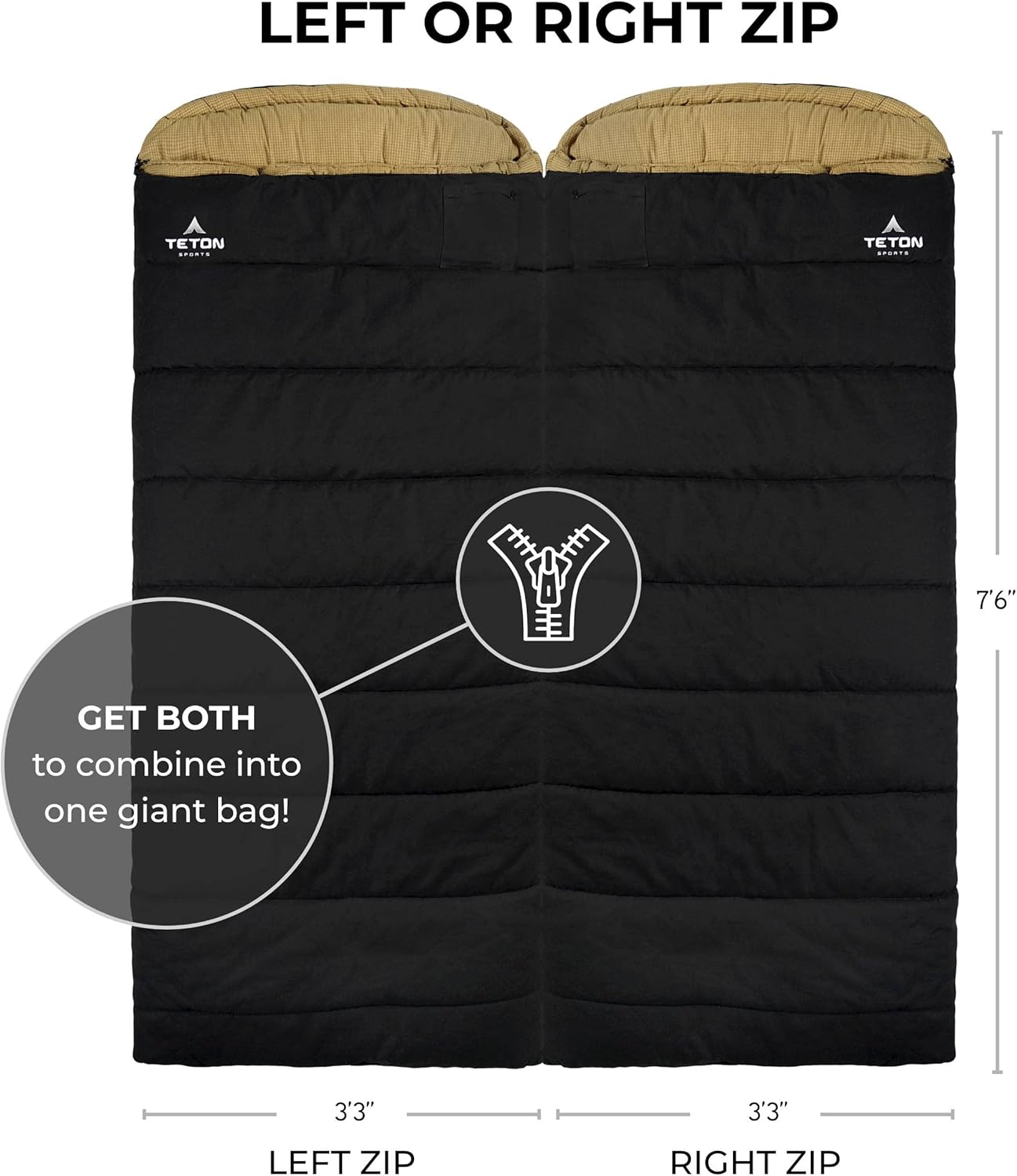 TETON Sports Deer Hunter Sleeping Bag, Warm and Comfortable Camping Sleeping Bag, Teton Tough Canvas Shell for Camping, Hunting, and Cold Weather