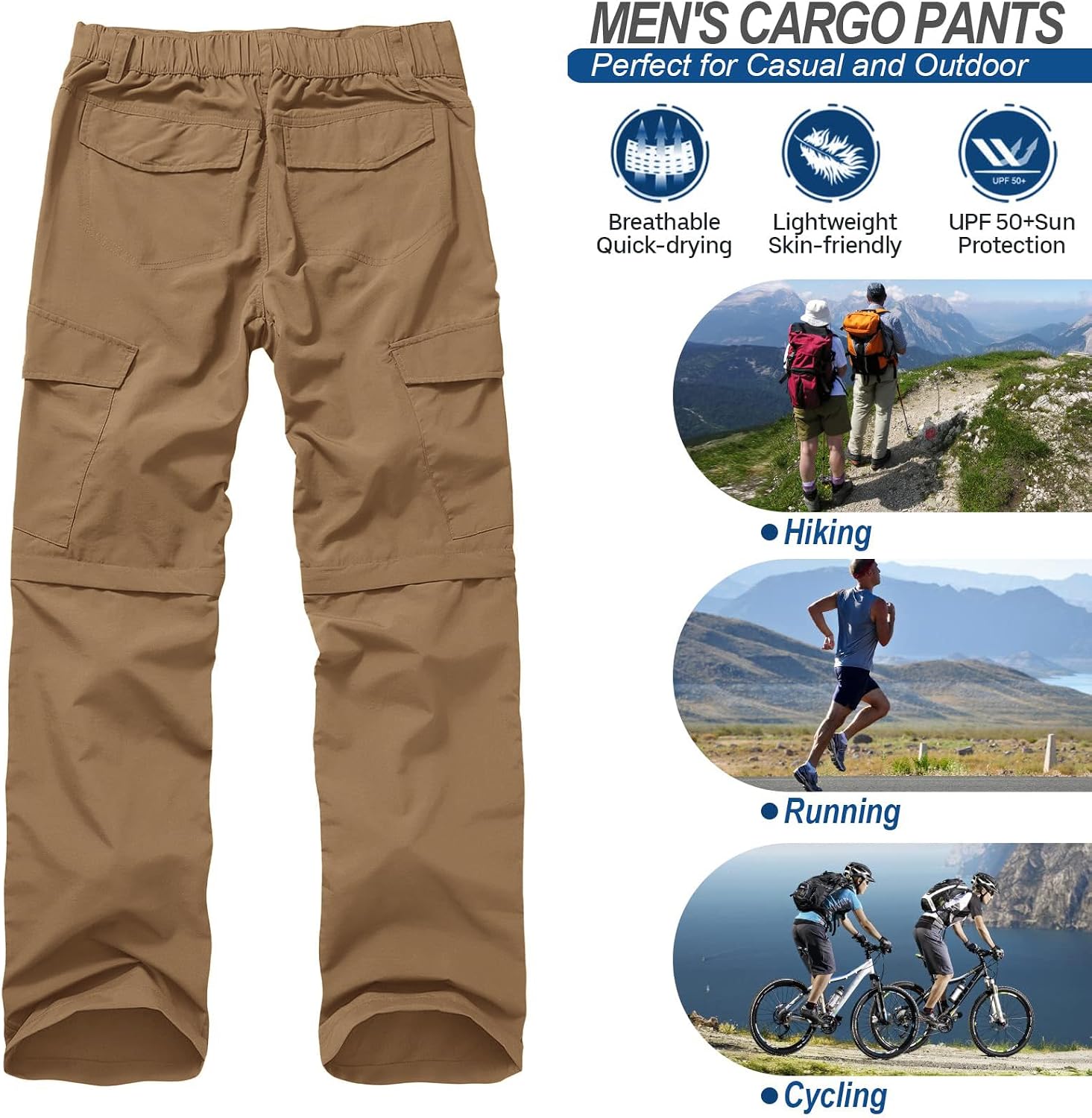 linlon Boy Scout Pants Hiking Mens Convertible Zip Off Safari Fishing