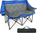 Double Camping Chair, Heavy Duty Folding Loveseat Camping Chairs, Blue