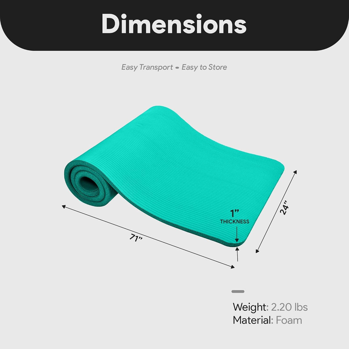 BalanceFrom All Purpose 1-Inch Extra Thick High Density Anti-Tear Exercise Yoga Mat with Carrying Strap, Multiple Colors