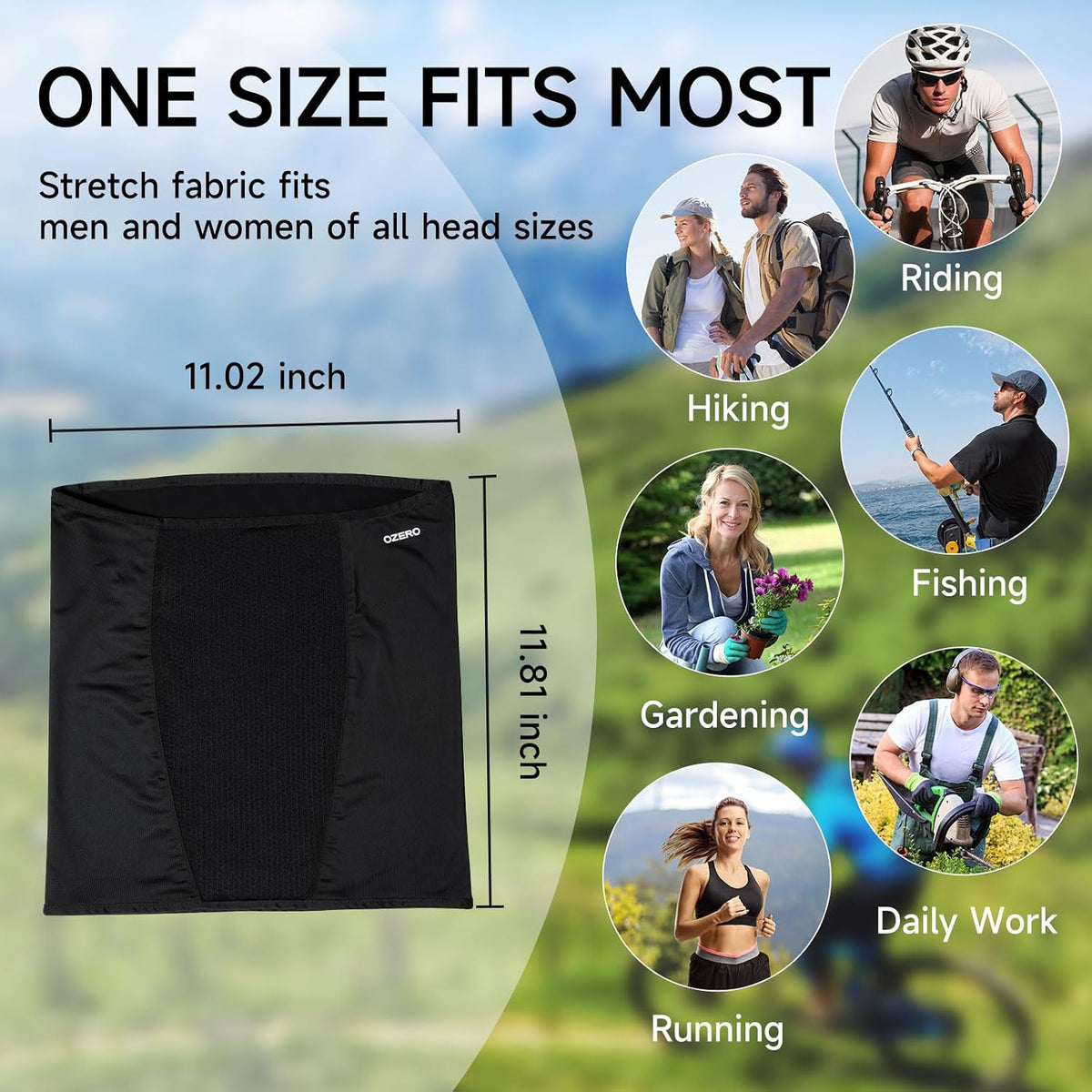 OZERO Cooling Neck Gaiter Face Mask With Ear Loops, UPF 50+ UV Protection