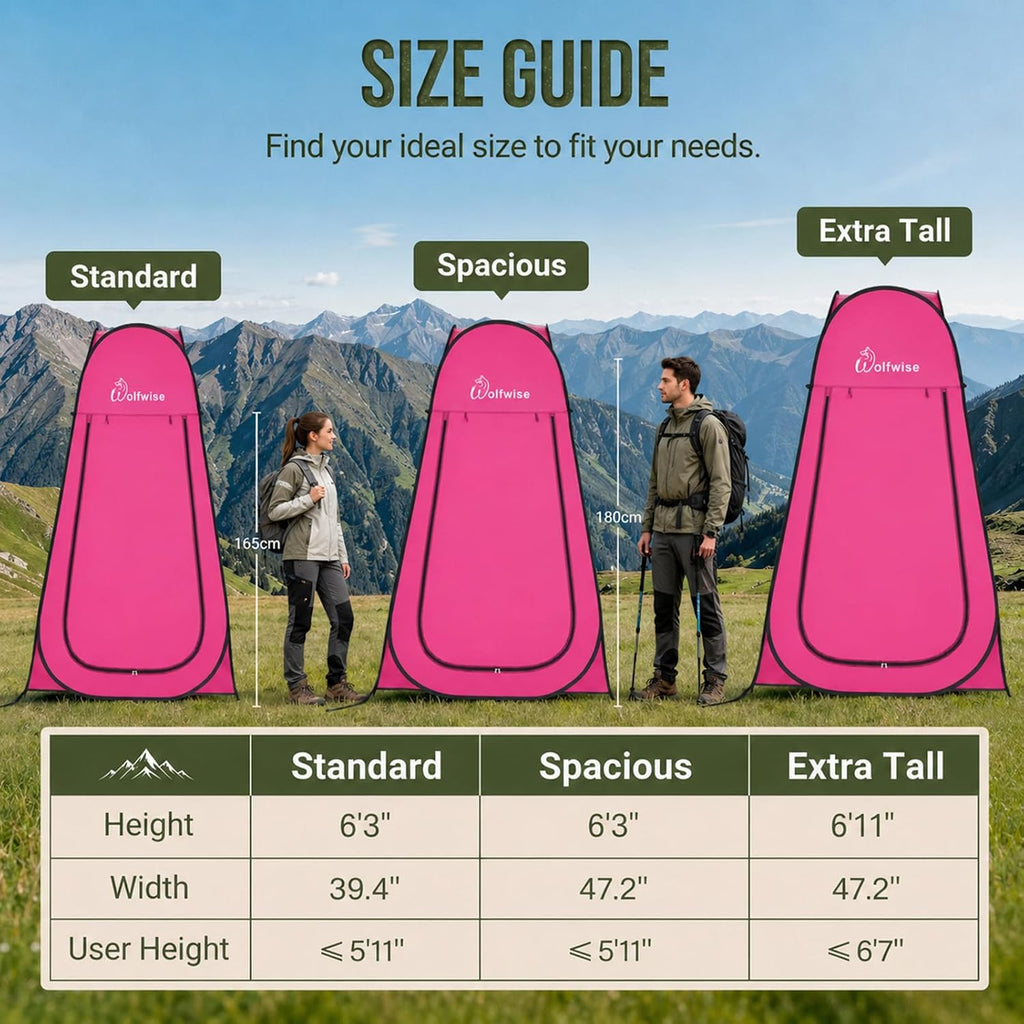 WolfWise Pop Up Shower Tent for Camping Essentials, Compact & Lightweight
