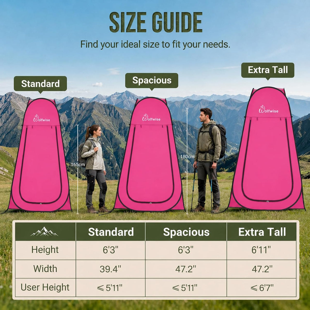WolfWise Pop Up Shower Tent for Camping Essentials, Compact & Lightweight