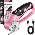 SakerPlus Cordless Electric Scissors,4V Rechargeable Cardboard Box Cutter Heavy Duty Fabric Scissor with Safety Lock & LED Light,Power Rotary Cutter for Leather Carpet Plastic Cutting,Sewing,Crafting