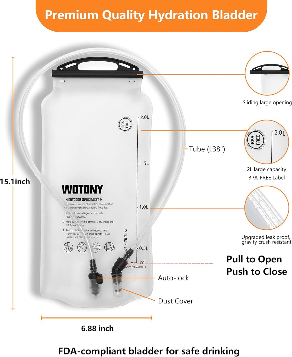 Wotony Lightweight Hydration Backpack with 2LOR 3LWater Bladder for Cycling Hiking Rave - Water Daypack for Men Women
