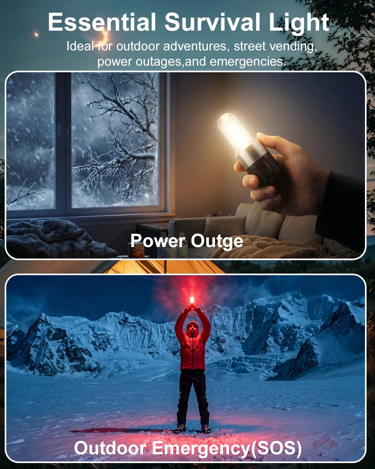 Livinlarge Led Camping Lantern USB Rechargeable with Hook,4 Lighting Modes,