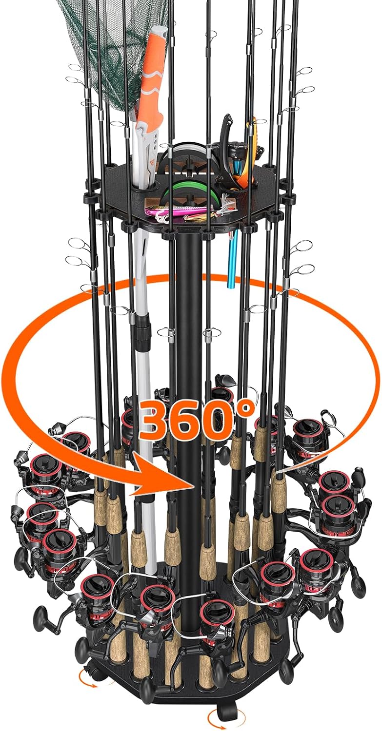 KEXMO Fishing Rod Holder Pole Rack for Garage with Wheels
