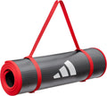 adidas 10mm Extra Thick Training Mat with Carrying Strap and Non-Slip Textured Base - Cushioned Workout Mat for Home Gym, Floor Workouts, and Intense Exercises - Portable and Durable