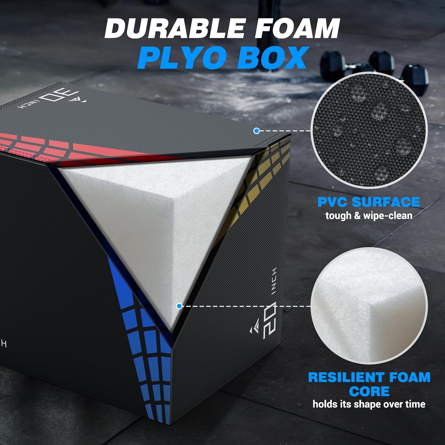 XDDIAS Foam Plyo Box, 3-in-1 Jump Box for Home Gym Plyometric Workout