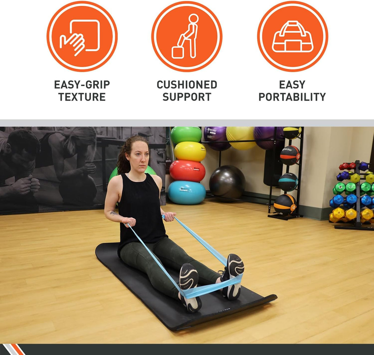 BodySport TPE Exercise Mat for Men and Women – Workout Mat – Perfect for Gyms and Fitness Training – ½ in. Thick, 72 in. Long, Black