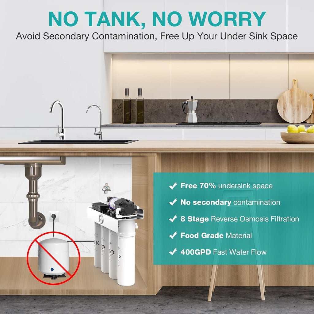 SimPure T1-400ALK Tankless Alkaline Reverse Osmosis Water Filter 400 GPD