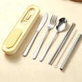 6PCS Travel Utensils with Built-in Floss & Toothpick Case, Dishwasher Safe