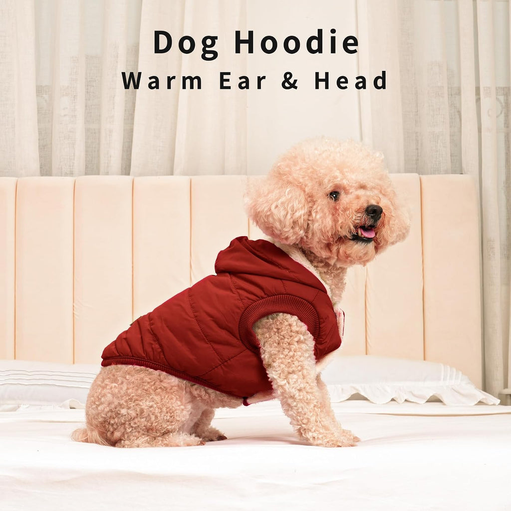 Vecomfy Warm Dog Coats with Hoodie,Winter Dog Jackets for Small Dogs