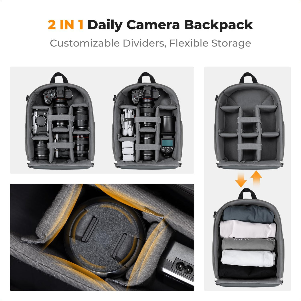 K&F CONCEPT Camera Backpack, DSLR/SLR/Mirrorless Photography Camera Bag