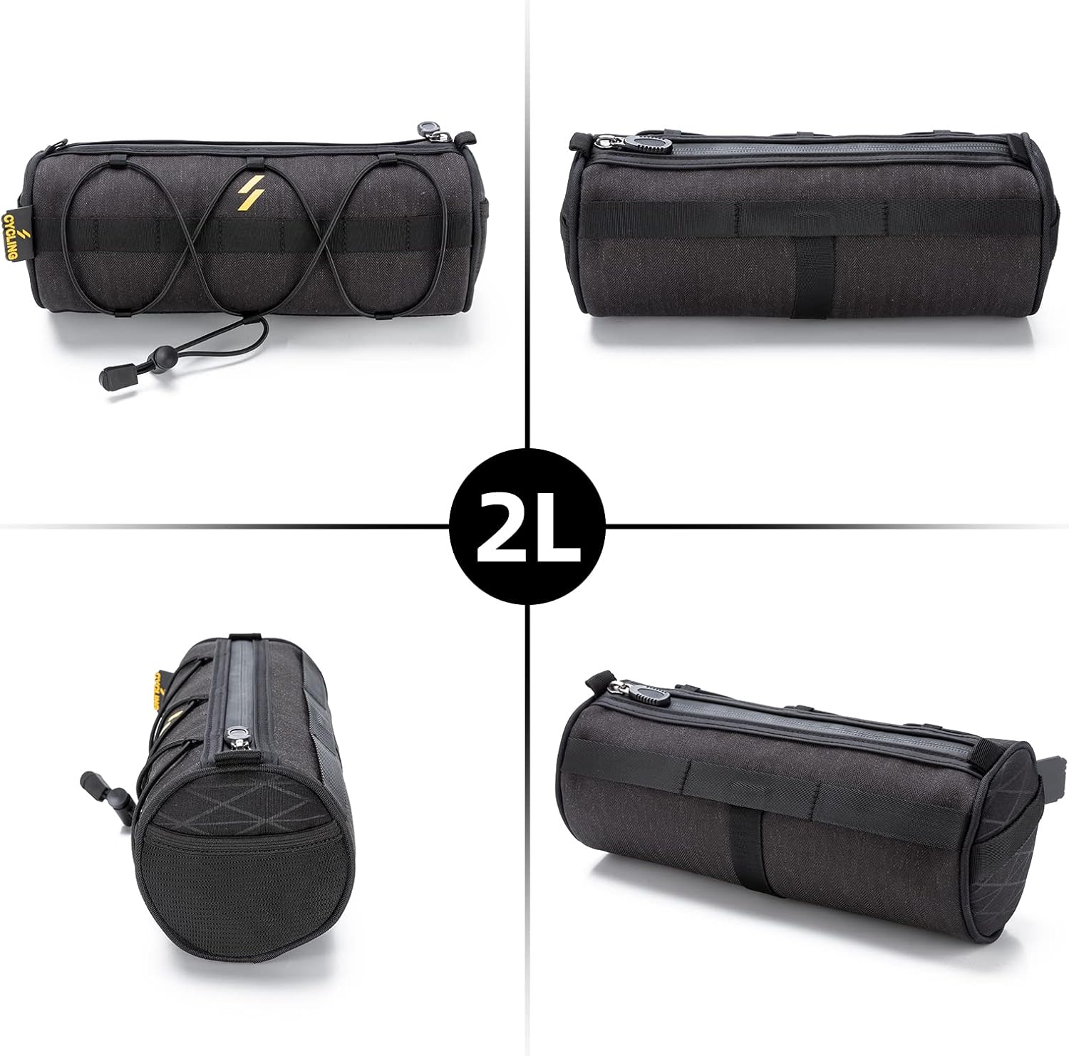 ROCKBROS Bike Handlebar Bag 2L Lightweight 4 Mounting Ways on Frame/Seat