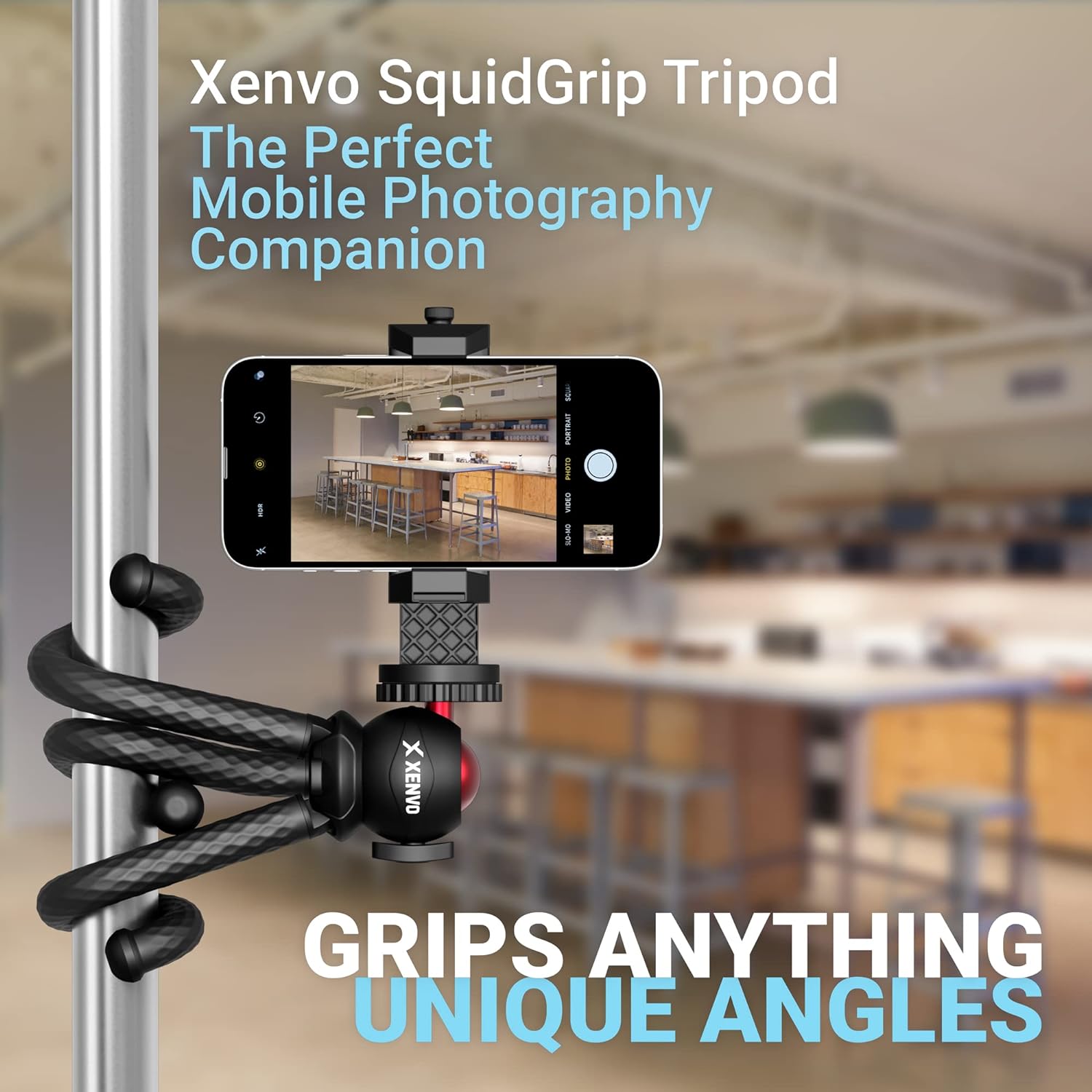 Xenvo SquidGrip Flexible Cell Phone Tripod and Portable Action Camera Holder - Compatible with iPhone, GoPro, Android, Samsung, Google Pixel and All Mobile Phones Red