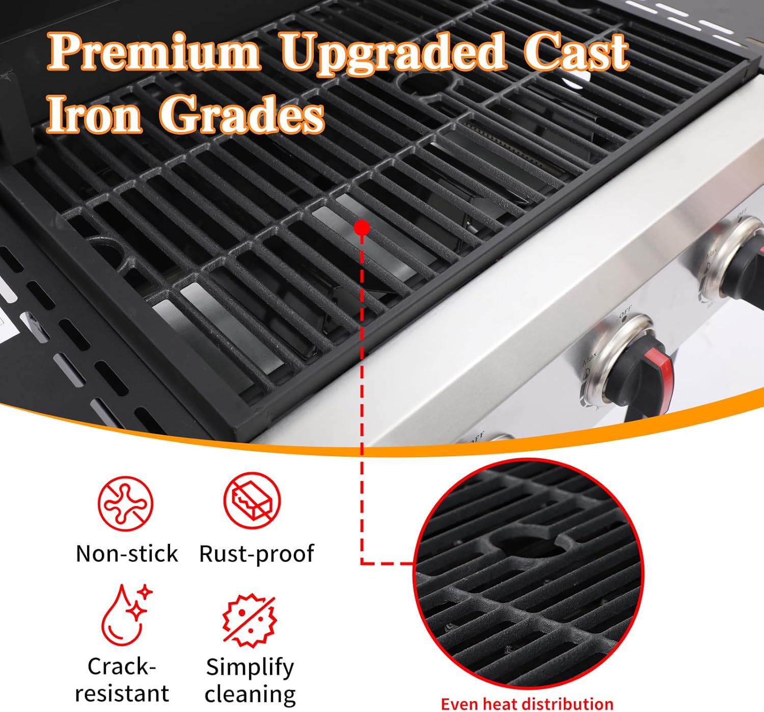 CIG GARDEN 3-Burner Propane Gas Grill 31,500 BTU with Folding Side Tables