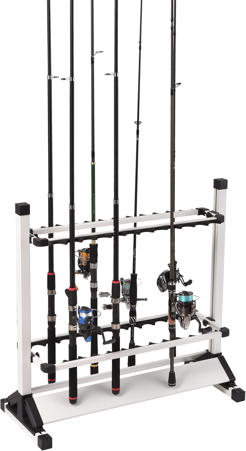 JOYWAVE Fishing Rod Holders,Aluminium Fishing Pole Holders,Portable Fishing Rod Rack,Holds Up to 24 Rods,Fishing Pole Vertical Ground Display Rack