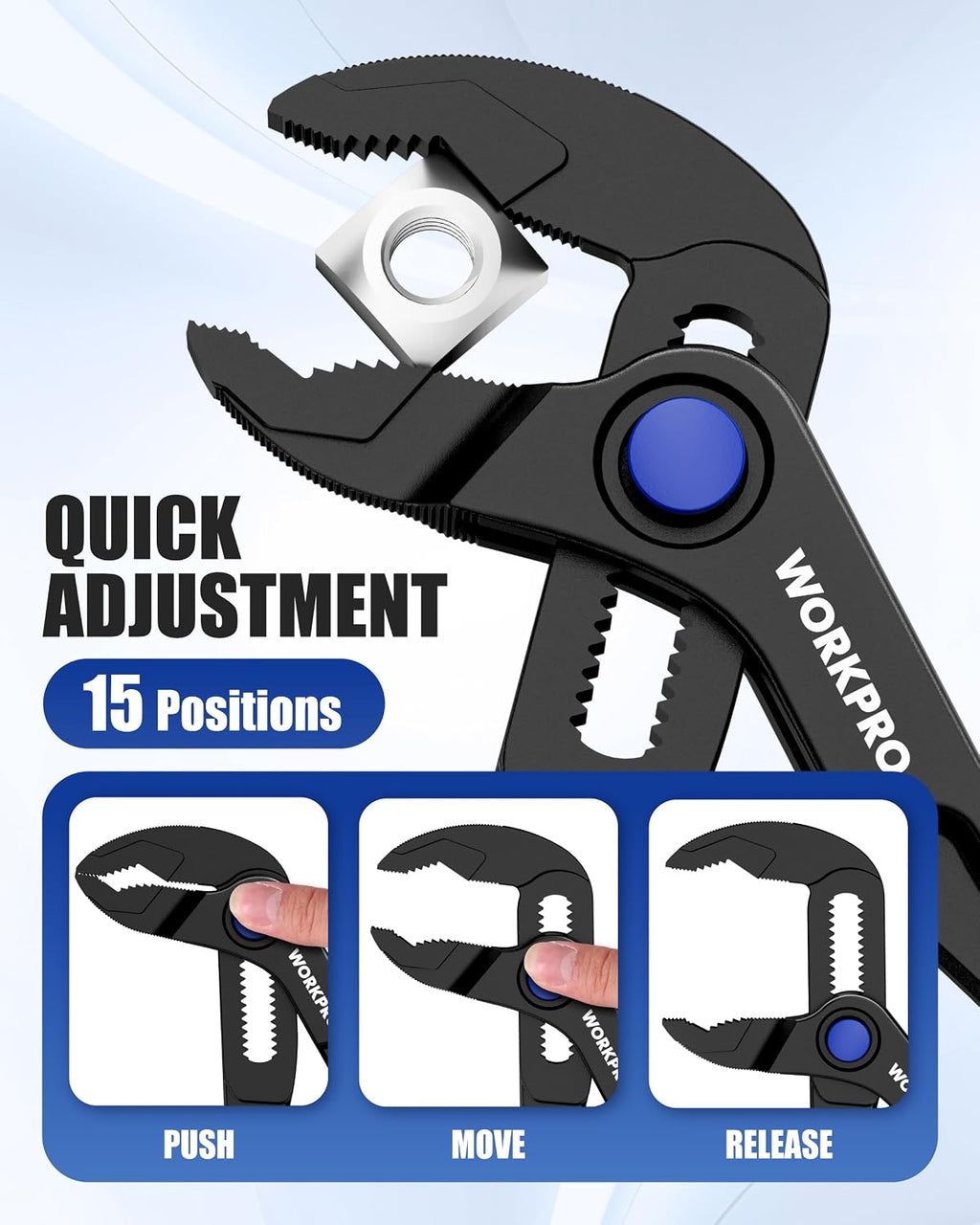 WORKPRO Mini Water Pump Pliers, 4-Inch Groove Joint Pliers for Tight Spaces