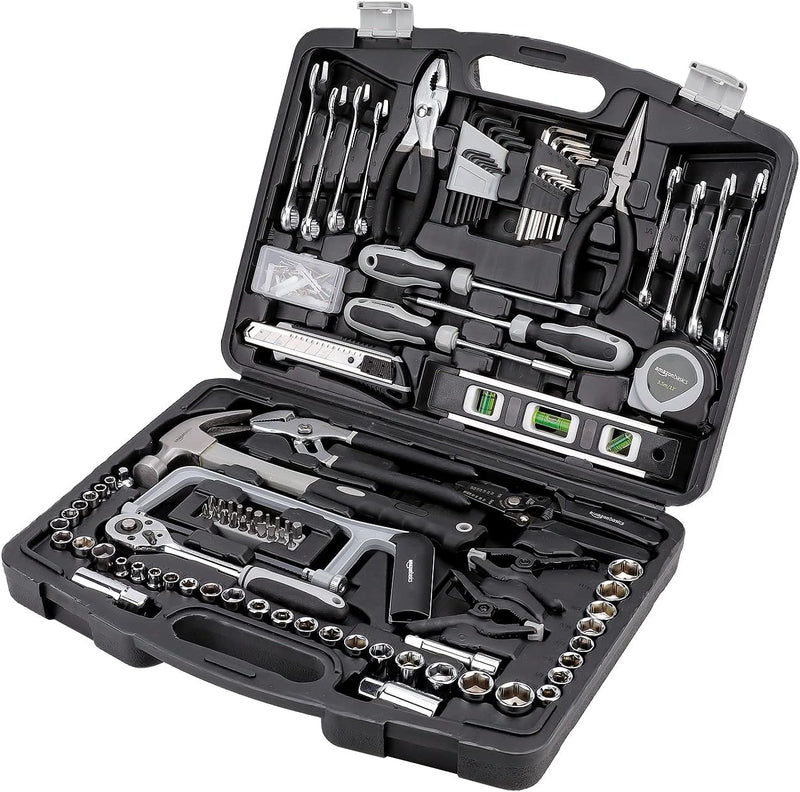 Amazon Basics 173-Piece General Household Hand Tool Set with Storage Case, Portable Tool Kit for Home Maintenance and Everyday Repairs