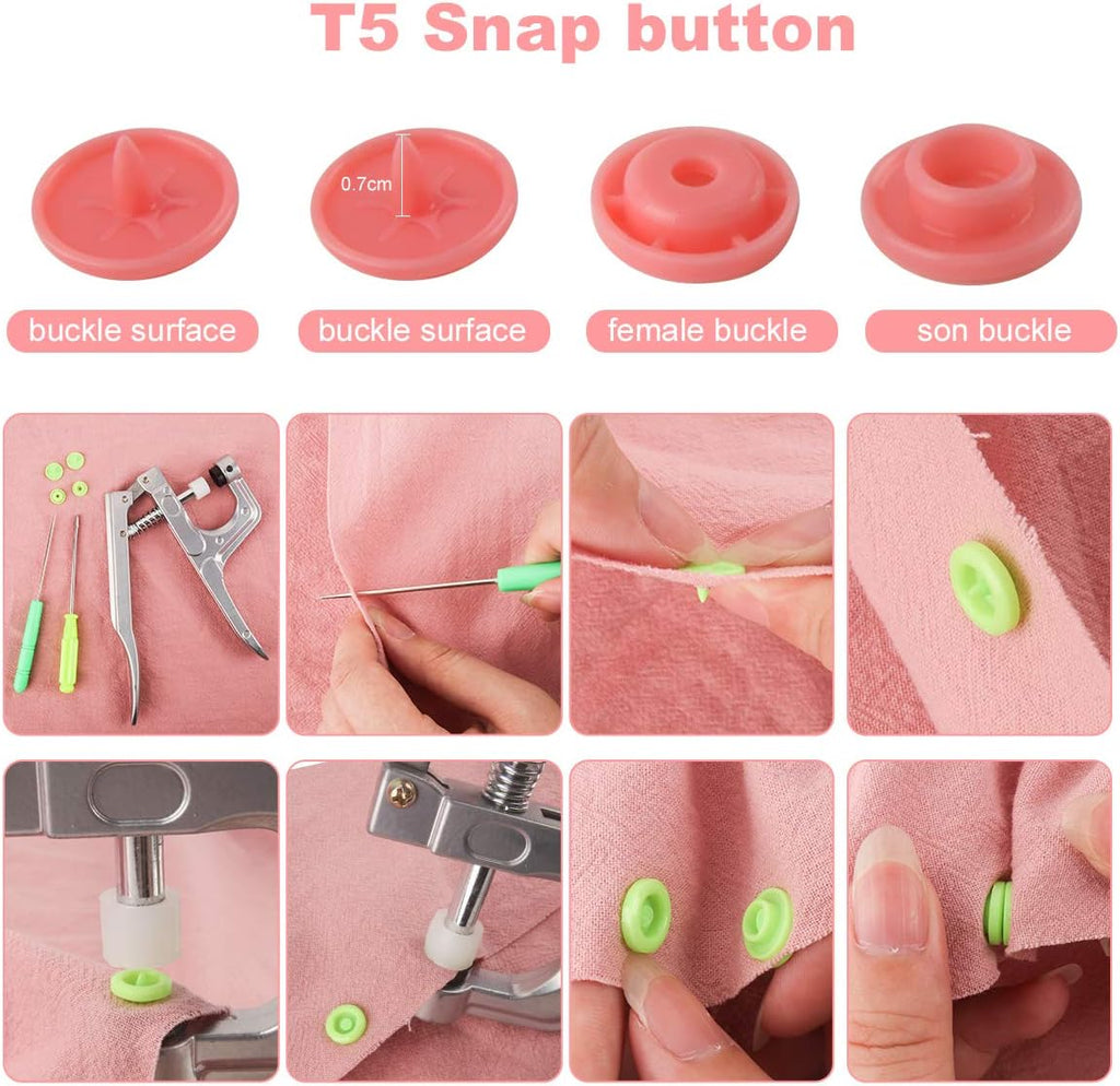 Cenoz Plastic Snaps for Fabric with Pliers Tool, 460 Sets 24 Colors