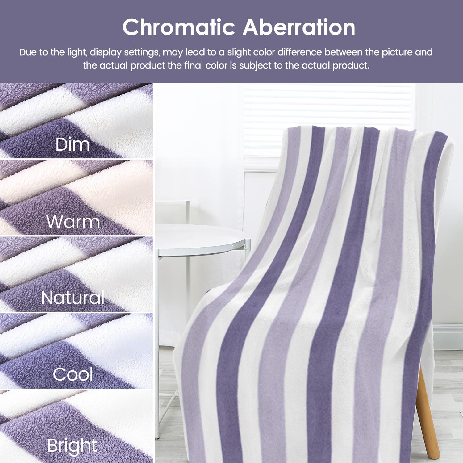 JML Microfiber Bath Towels, 2 Pack, 30" x 60", Cabana Stripe Purple