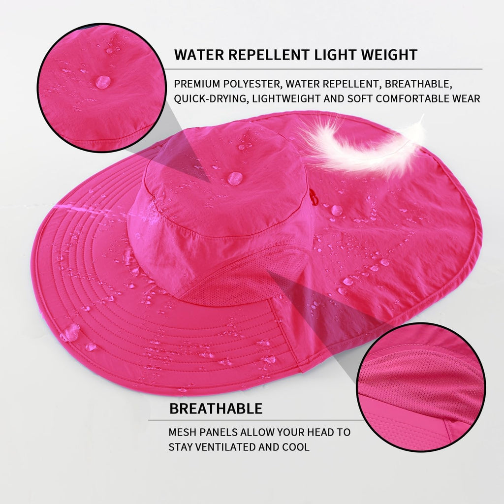 Home Prefer Outdoor UPF50+ Sun Hat Wide Brim Mesh Fishing Hat with Neck Flap