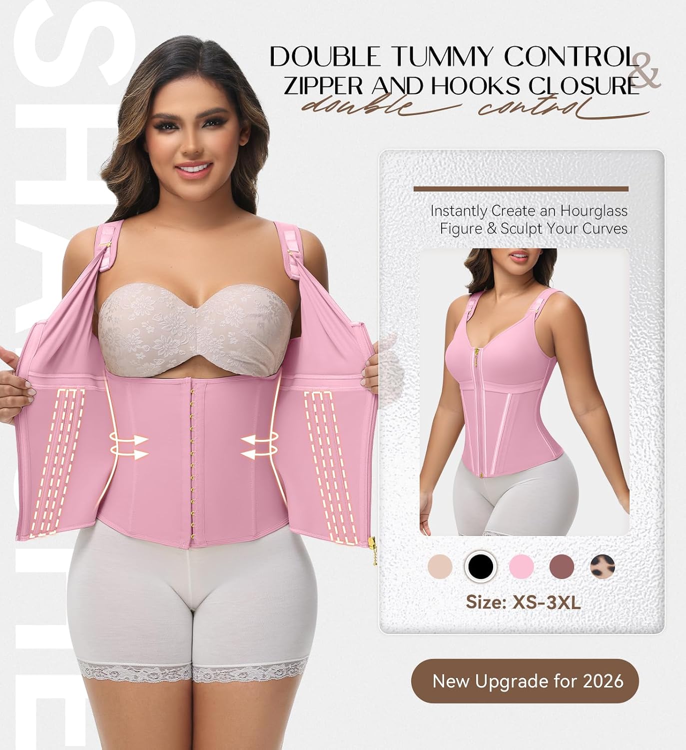 SHAPSHE Waist Trainer Corset for Women Tummy Control Body Shaper with Bra