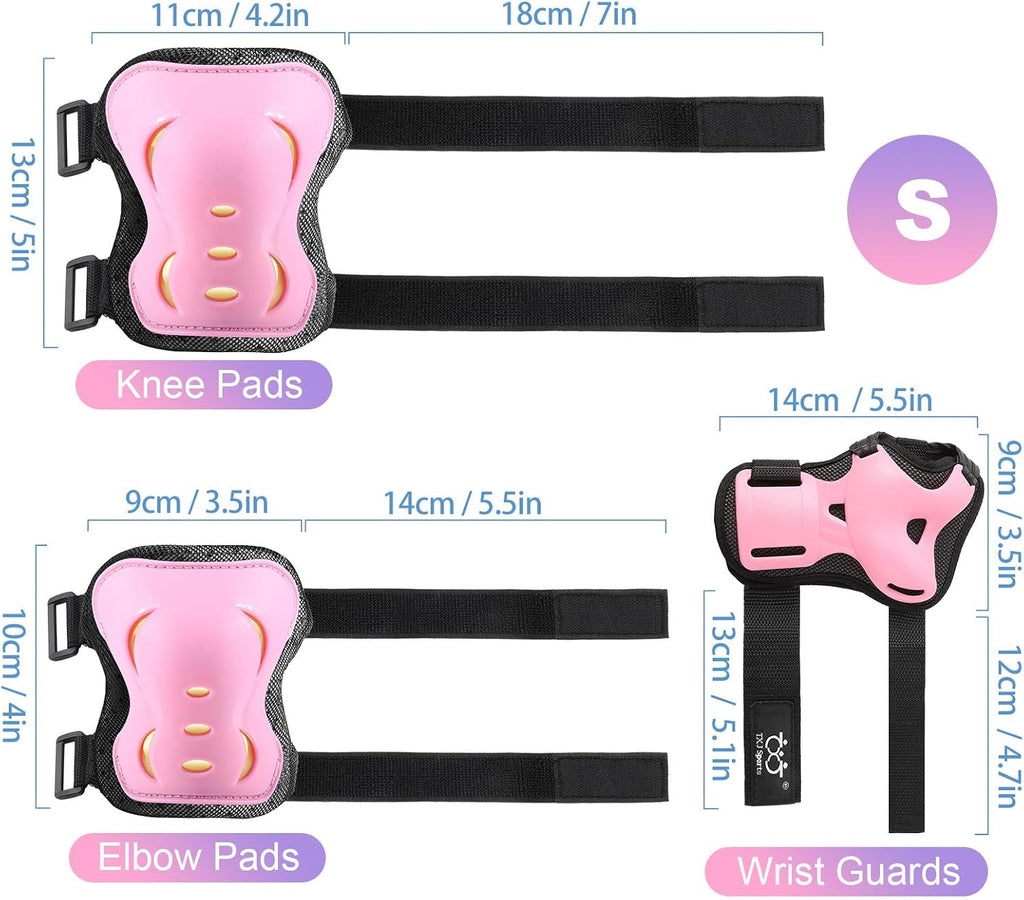 Kids Youth Adult Protective Gear Set Adjustable Knee Elbow Wrist Guards