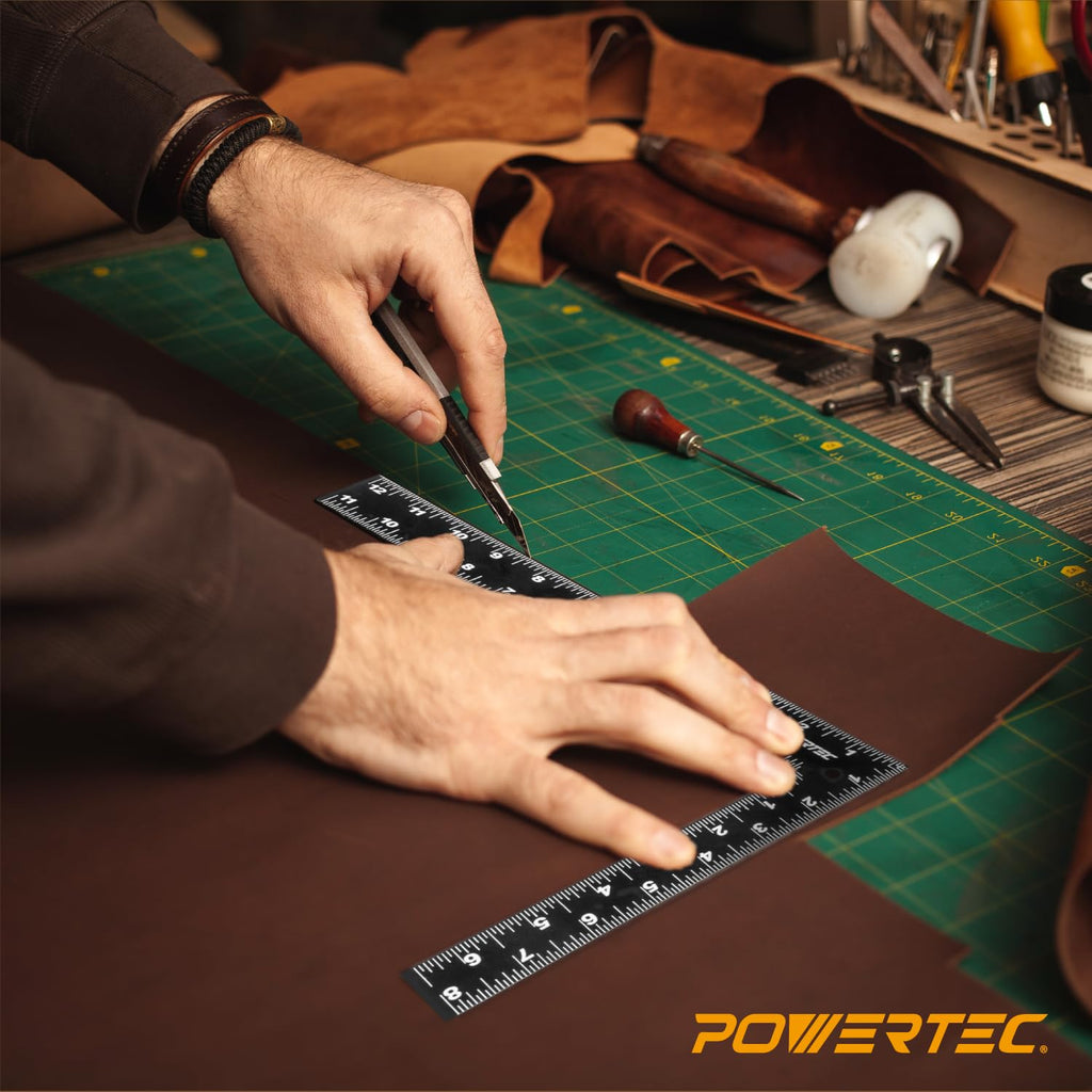 POWERTEC Carpenter Square 8" x 12" - L Square Ruler, Right Angle Square Tool, Woodworking Square for Carpentry, Construction, DIY, 2PK (80035-P2)