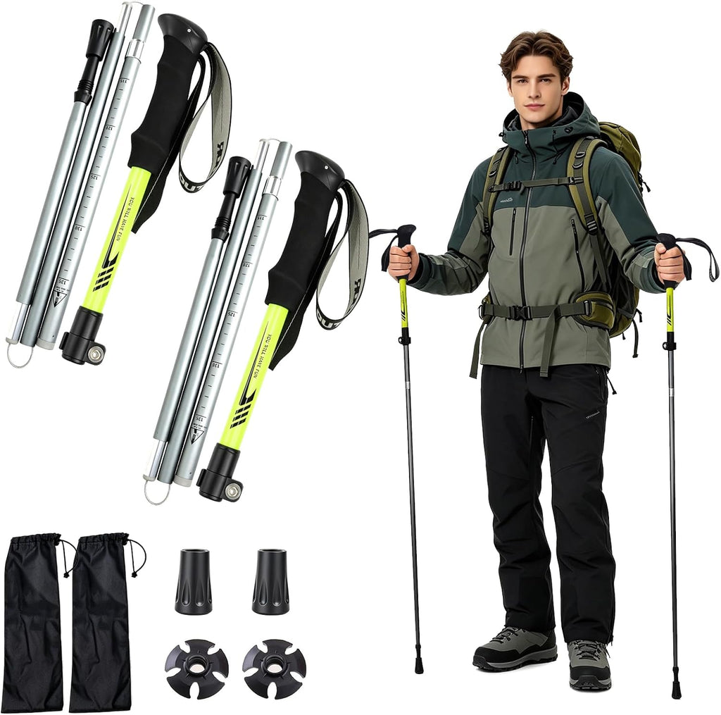 AYAMAYA Lightweight Collapsible Trekking Poles for Hiking with Flip Lock