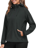 MoFiz Women's Softshell Jacket Waterproof Hooded Fleece Lined Rain Coat