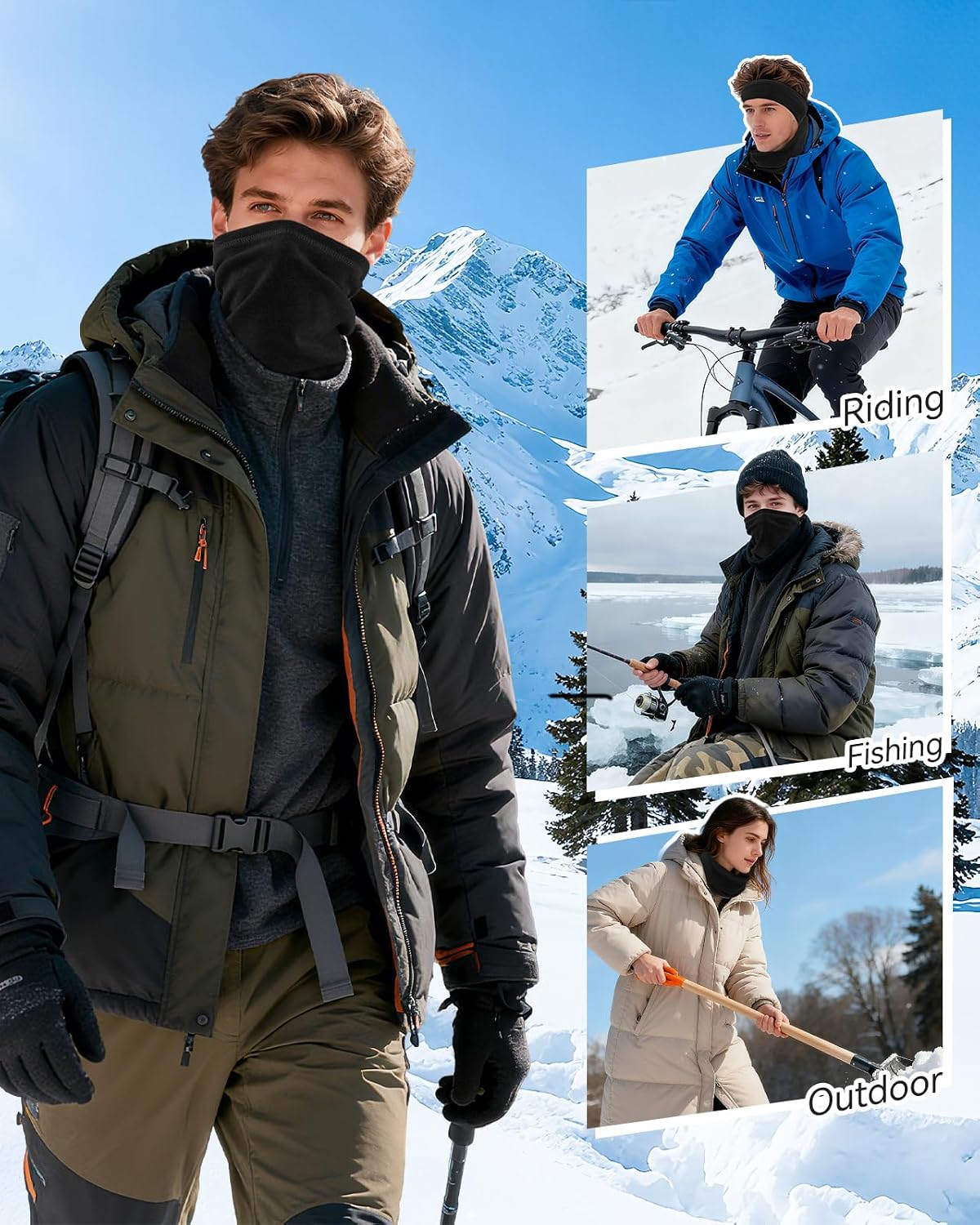 LUOLIIL VOE 4 Pack Winter Neck Warmer, Neck Gaiter Ski for Men & Women, Soft Fleece Face Cover Mask Scarf for Cold Weather