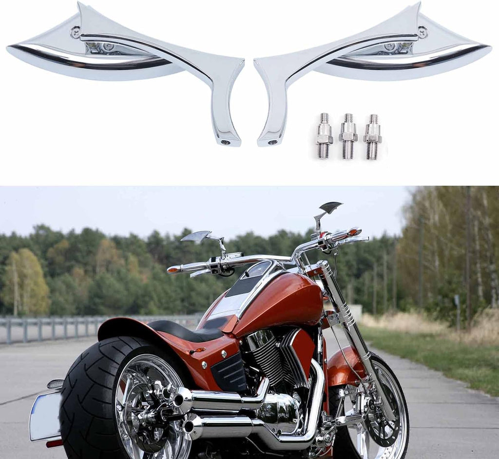 Chrome Motorcycle Side Mirrors Blade Compatible with Honda Yamaha Harley Road King Street Electra Glide Road Glide Dyna Softail