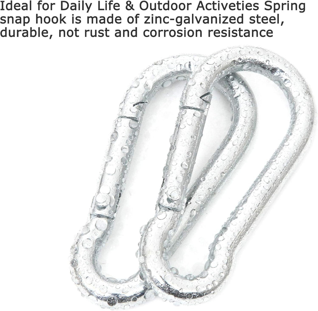 60Pcs Stainless Steel Carabiner Clip Spring Snap Hook 1/4 in, M6 2 3/8 Inch Small Heavy Duty Carabiner Clips for Hammock, Punching Bag, Swing, Gym, Galvanized