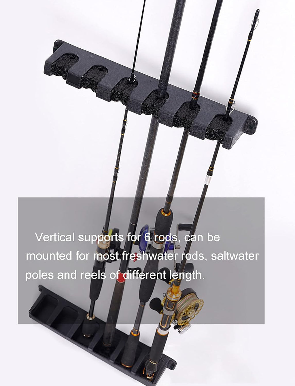 Fishing Rod Holders Vertical Rod Rack, Fishing Pole Holders for Garage, Wall, Ceiling Rod Stand, Black (1 Pair Black)