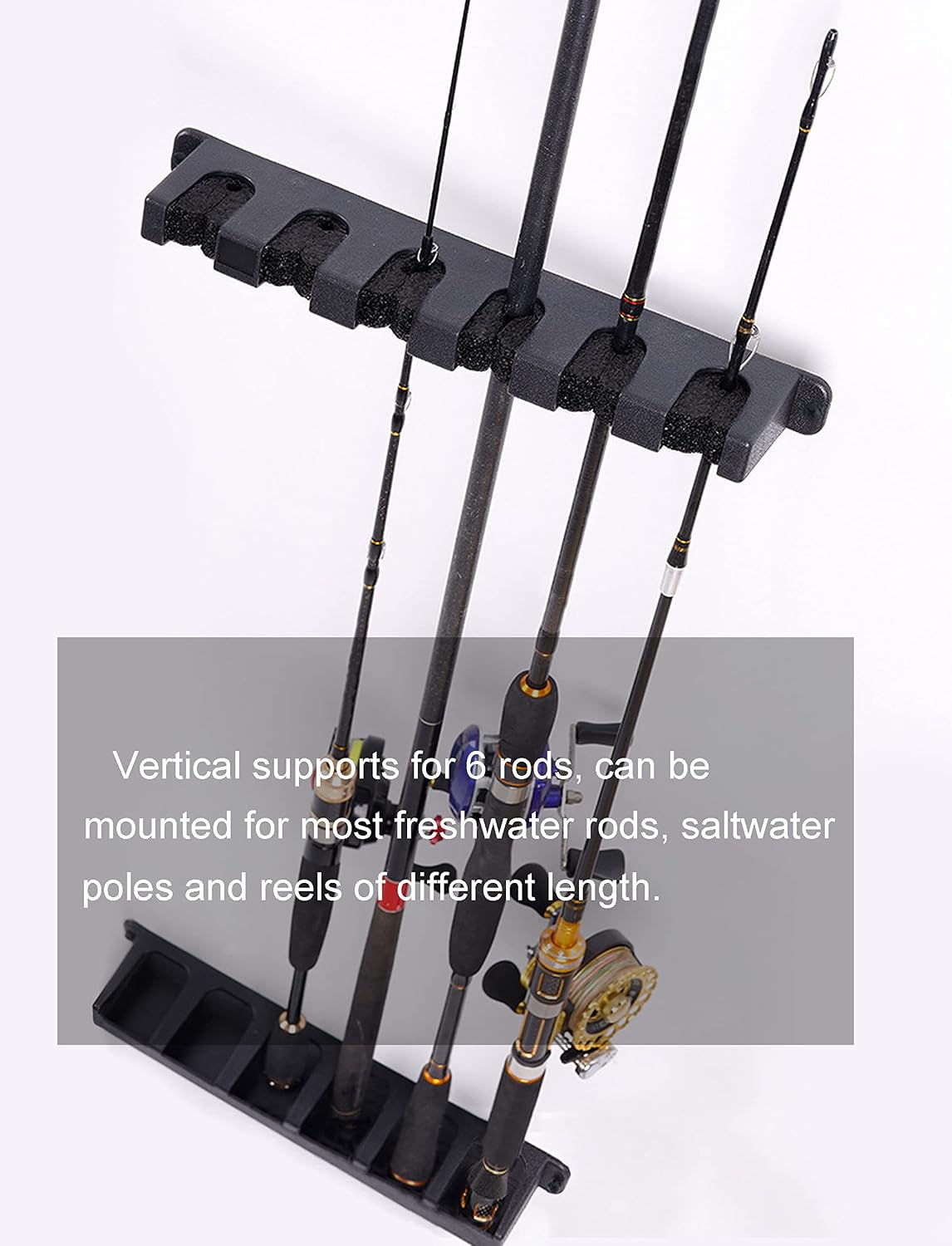 Fishing Rod Holders Vertical Rod Rack, Fishing Pole Holders for Garage, Wall, Ceiling Rod Stand, Black (1 Pair Black)