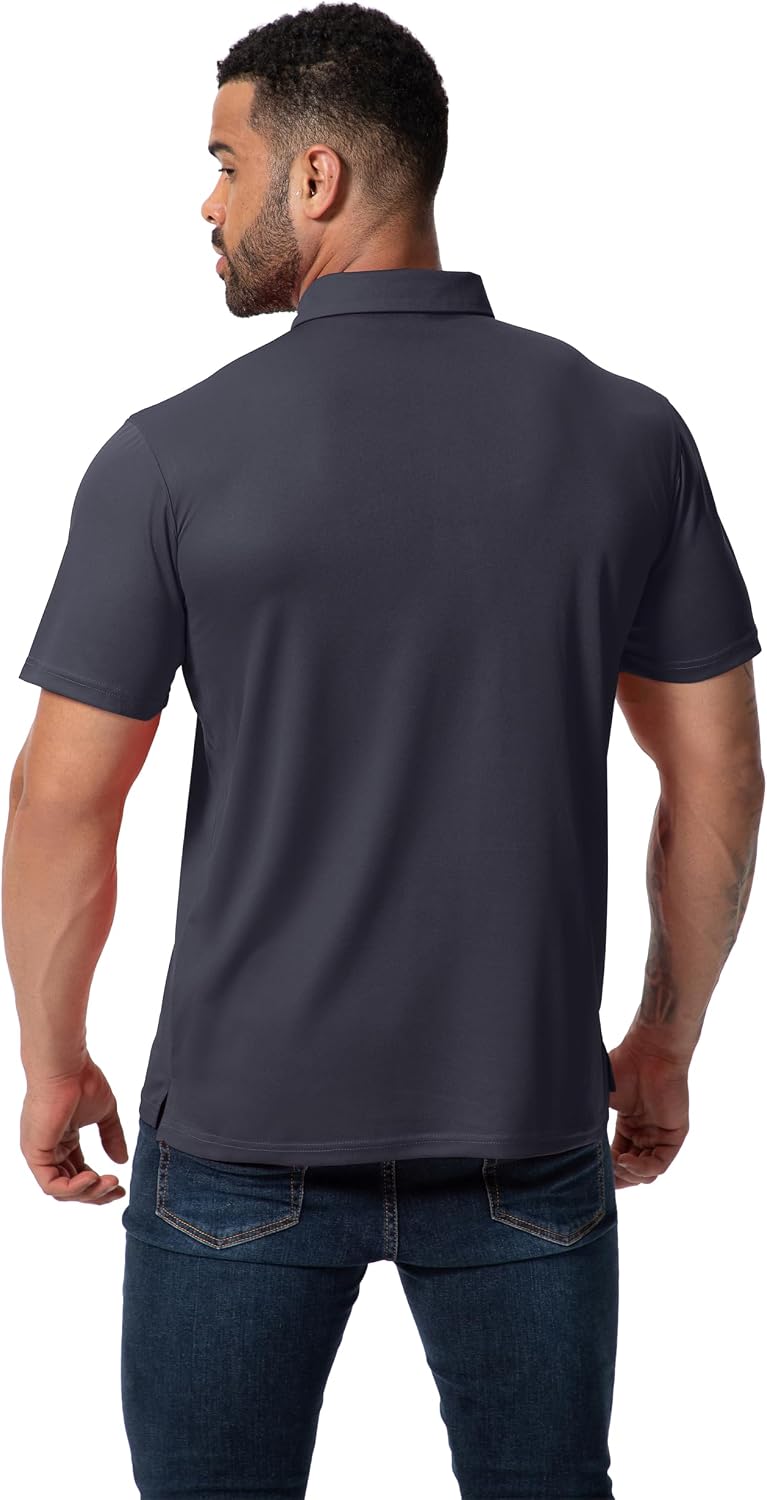 3 Pack Mens Golf Polo Shirt Short Sleeve Quick Dry Moisture Wicking