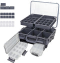 RUNCL Universal Fishing Tackle Box with Two Small Tackle Tray, Removal Inside Design Waterproof Trunk Storage Box, Thicker Floating Airtight Stowaway, Xmas Surprise Fishing Gifts for Men Women