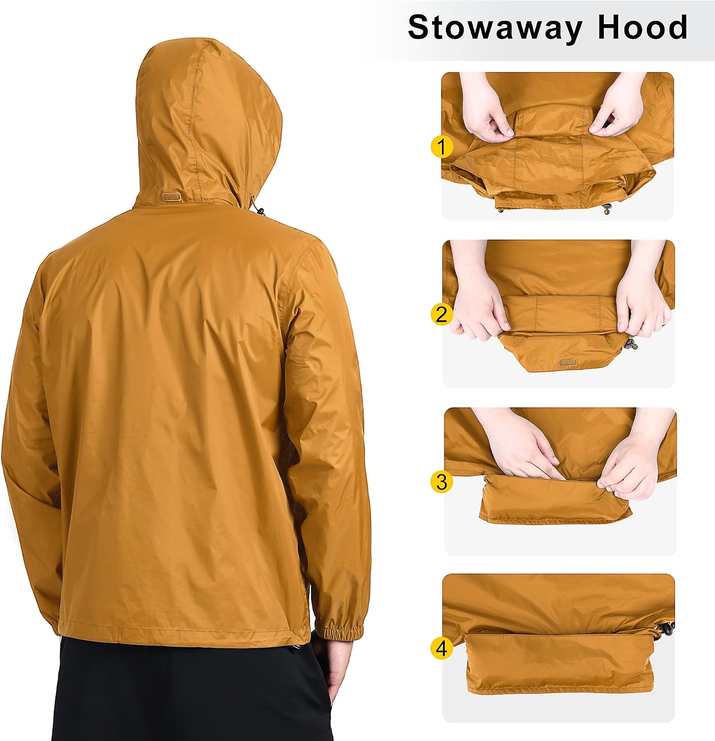 Outdoor Ventures Men's Rain Jacket Waterproof Lightweight Packable Raincoat