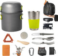 Camping Cookware Mess Kit, 16 pcs Backpacking Cooking Set, Lightweight Camping Pots and Stove Set for 1-2 Person, Outdoor Cooking Gear Ideal for Camping, Hiking, Backpacking and Picnic