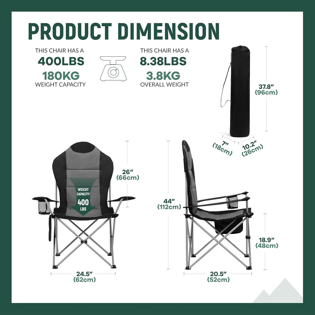 OUTSIDER High Back Camping Chair 2 Pack, 400lb Capacity