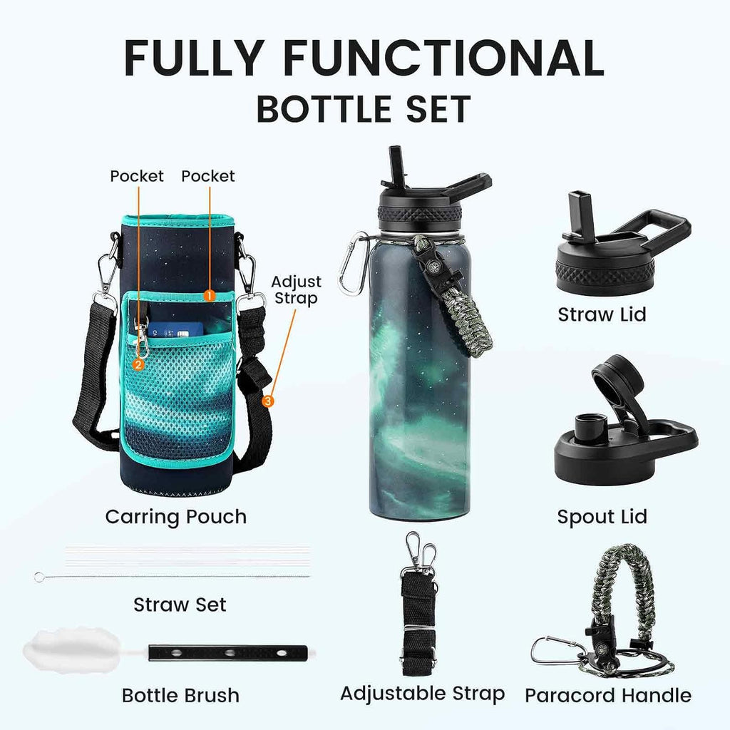 RAYMYLO Insulated Water Bottle 40 oz, Triple Wall Vacuum Stainless Steel
