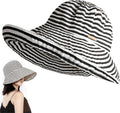 huablo Brim Sun Hats for Women Striped Hat Floppy Packable SPF UPF 50 UV Protection Beach Vacation Hat