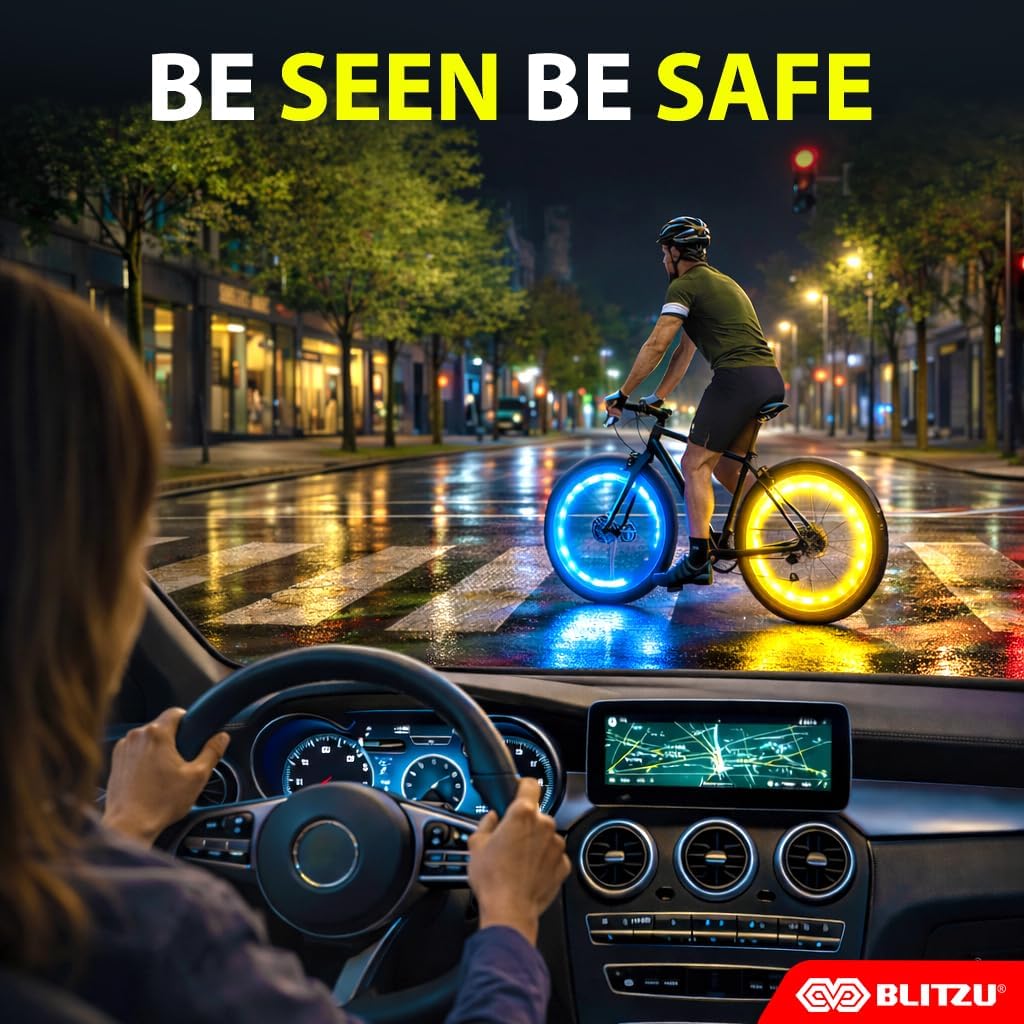 BLITZU Bike Wheel Lights 2-Pack, 7 Color Bicycle Spoke LED for Night Riding