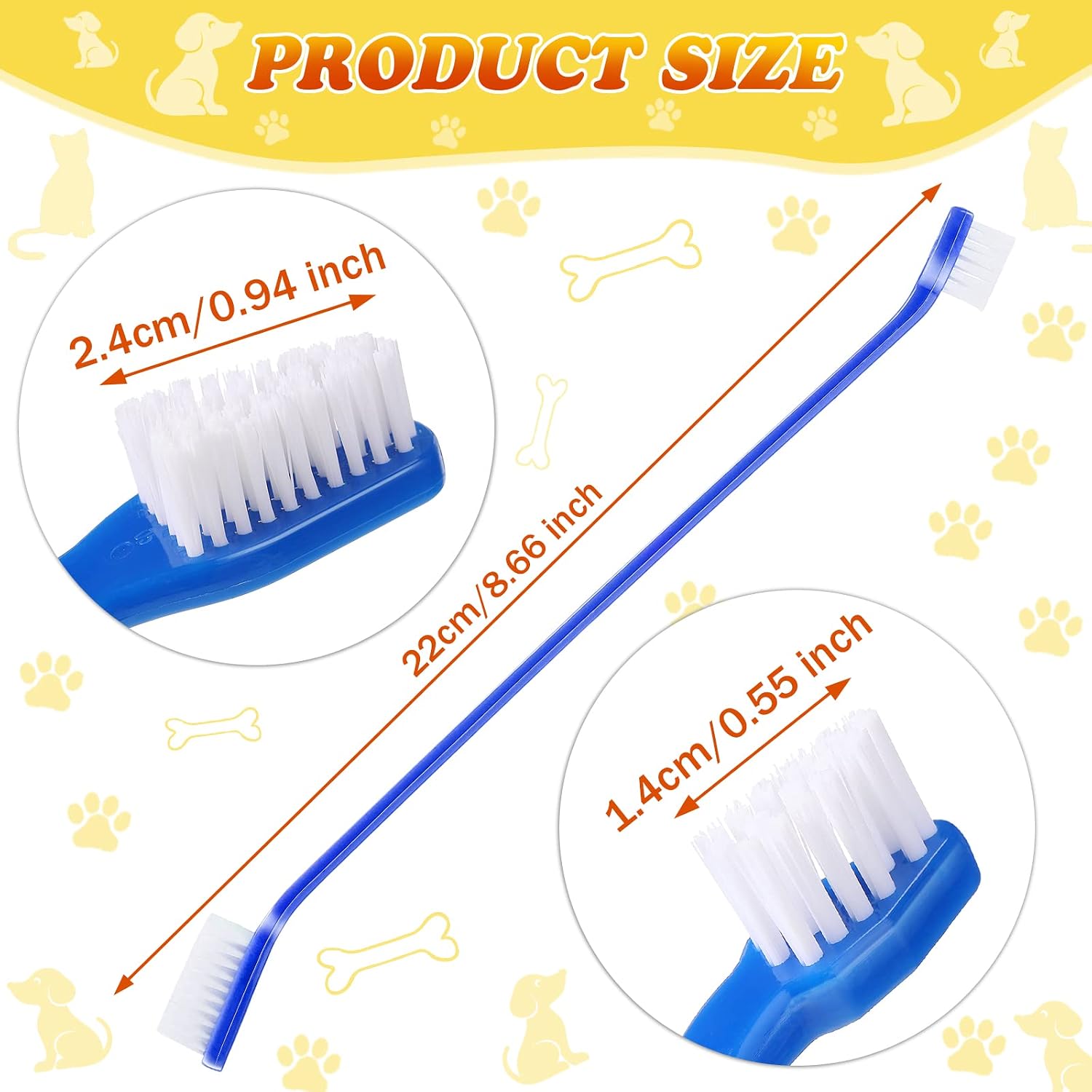 Nuenen 150 Count Dual-Head Dog Toothbrushes, Long Handle Pet Dental Brushes
